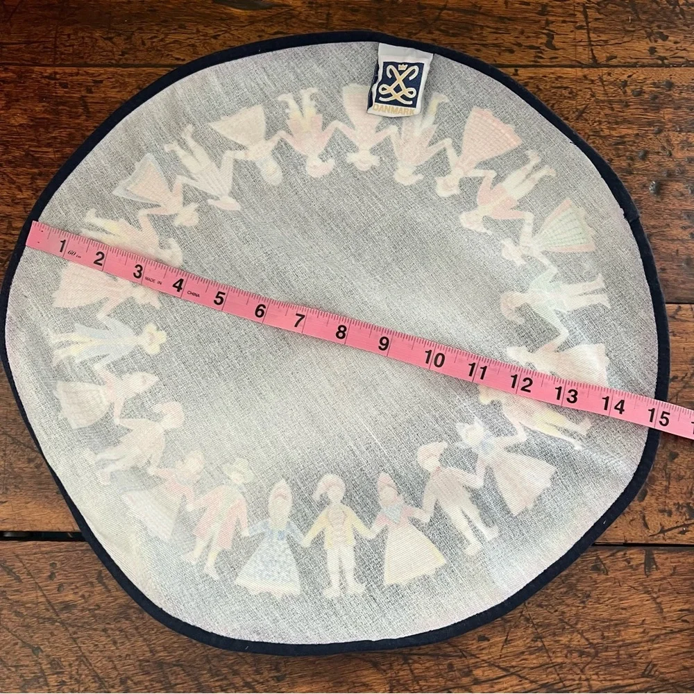 Vintage Scandinavian Folk Art Round Placemat Table Linen